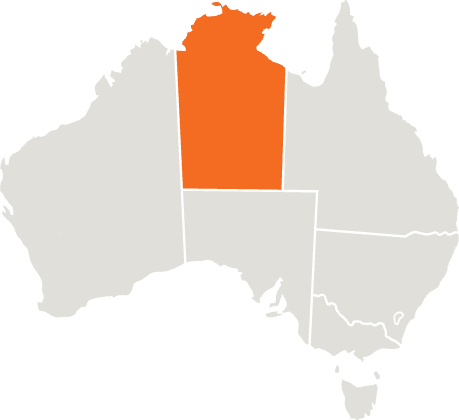 Map of Australia with Northern Territory highlighted